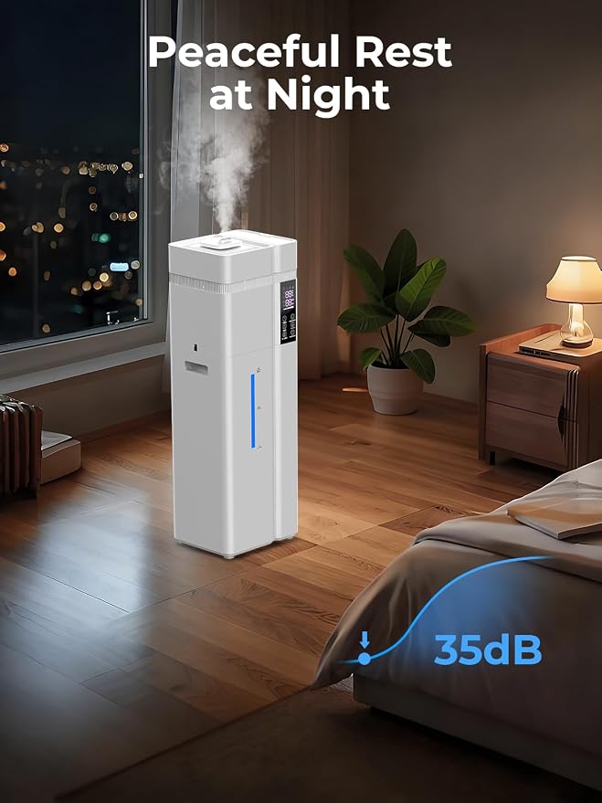 13L/3.43Gal Humidifier Large Room, 800ft² Coverage, 100H Runtime, Auto Humidity Control, Top Fill, Humidifiers for Bedroom, 35dB Quiet, Sleep Mode, Aroma Diffuser, 24H Timer, Auto Shut-off Protection - Image 5