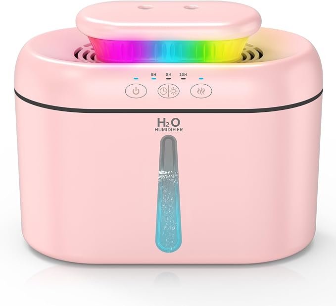 SZO Humidifiers for Bedroom, 2.5L Capacity, Auto Shut-Off, Easy to Fill & Clean, 16 dB Quiet Ultrasonic Humidifier for Large Room, Plants, Baby Nursery, Indoor, Night Light(soft pink) by SZOLLC