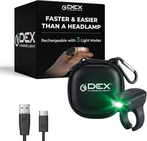 + Case, High Tech Wearable LED Flashlight, Faster and Easier Than a Headlamp by DEXFINGERLIGHT