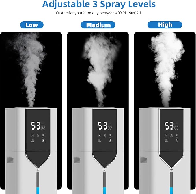 10L/2.6Gal Smart Humidifiers for Bedroom Large Room up to 600ft², 100H Runtime Cool Mist Top Fill, Ultra Quiet 30dB, Auto Control, Perfect for Bedroom, Office, Baby, White - Image 5