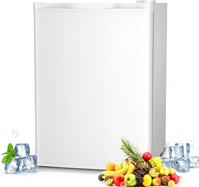 Antarctic Star Mini Compact Refrigerator with Freezer, 2.6 Cu.Ft. Single Door Adjustable Removable Shelves for Apartment/Dorm/Office,WHITE by AntarcticStar