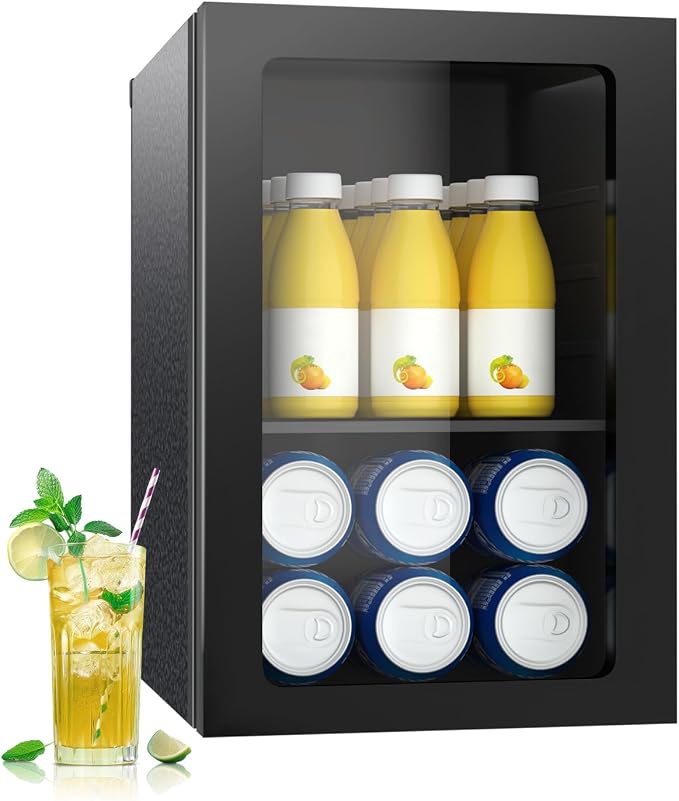 DOGHLY 0.9 Cu.ft Mini Fridge Solid Door, 24 Cans Beverage Refrigerator | Drink Fridge for Soda Beer Wine, Manual Temperature Control, Removable Shelf, Quiet Beverage Cooler for Office, Dorm, Bar by DOGHLY