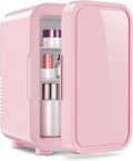 OSTBA Mini Fridge for Skincare, 6 Liter/8 Can 110V AC/ 12V DC Portable Thermoelectric Cooler Refrigerators for Bedroom, Skincare, Beverage, Office, Dorm Room and Car, Pink by OSTBA