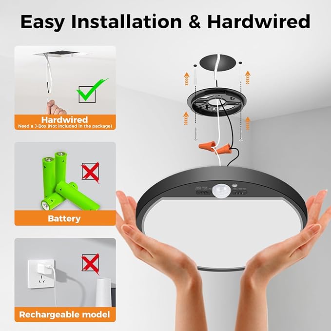 slochi Motion Sensor Light Indoor Wired, 8.7 Inch 3000K/4000K/6500K Closet - Image 2