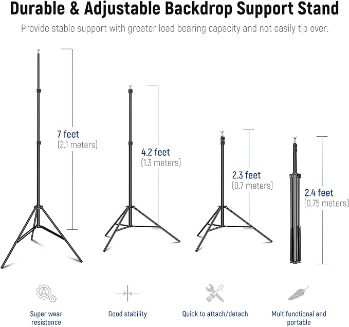 Neewer Photo Studio Backdrop Support System, 10ft/3m Wide 6.6ft/2m High - Image 5