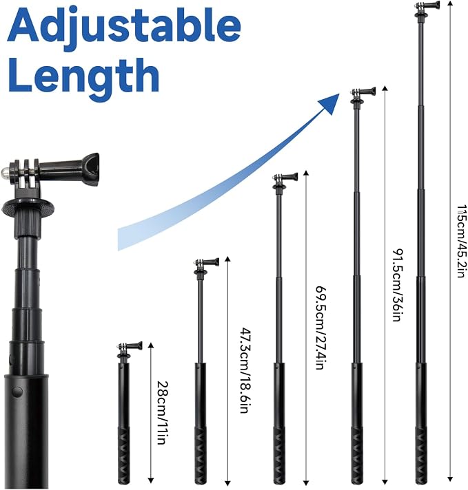 45.2 Inch/115cm Monopod Extension Invisible Selfie Stick Compatible - Image 2