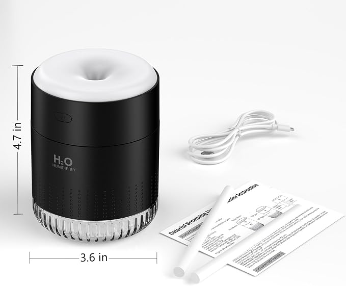 Portable Mini Humidifier, Auto Shut-Off, 2 Mist Modes, Quite, Small Humidifiers for Bedroom Travel Office Desk Plants (Black) - Image 9