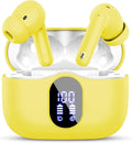 Wireless Earbuds, Bluetooth 5.4 Headphones Bass Stereo/Clear Calls, Yellow | Ear Buds with Noise Cancelling Mic LED Display in Ear Earphones IP7 Waterproof 36H Bluetooth Earbuds for Phones/Sport/Laptop by Btootos