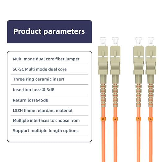 OM1 SC/UPC to SC/UPC Fiber Patch Cable 30M/98.4FT Multimode Duplex 62.5/125μm - Image 3
