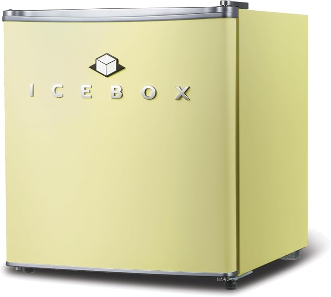 ICEBOX 1.7 Cu. Ft. Compact Refrigerator, ENERGY STAR Certified Small Refrigerator, Single Door Mini Fridge with Chiller Compartment, R600a Refrigerant, IBCR17SUN, Sun Yellow by ICEBOX