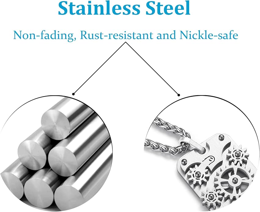 Stainless Steel Mechanical Rotatable Gear Pendant Necklace - Image 3