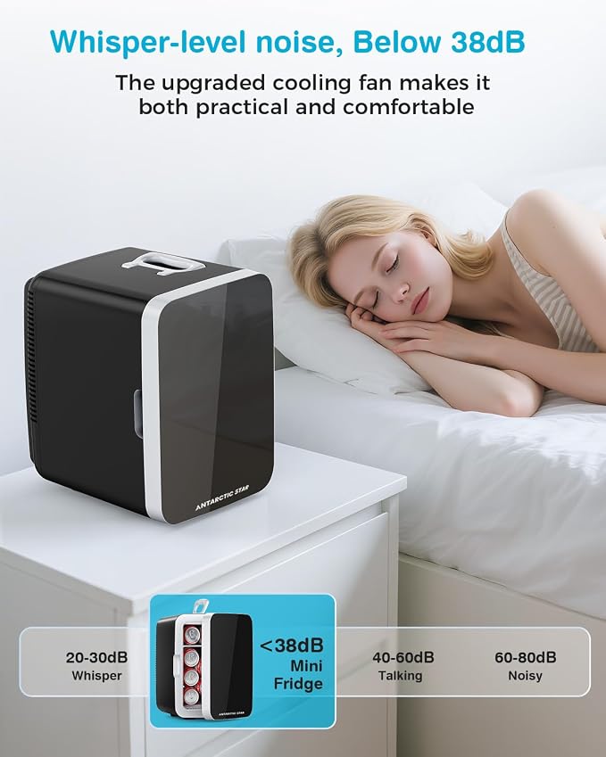 Antarctic Star Compact Mini Fridge, 10L Portable Small Refrigerator, 2.6 Gal Desktop Fridge with AC/DC Adapters, Small Cosmetics Cooler for Beverage, Food, Makeup, Bedroom, Office, Dorm, Black - Image 6