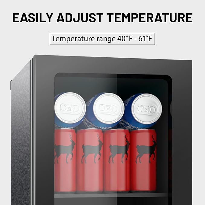 DOGHLY 0.95 Cu.ft Mini Fridge Solid Door, 24 Cans Beverage Refrigerator | Drink Fridge for Soda Beer Wine, Manual Temperature Control, Removable Shelf, Quiet Beverage Cooler for Office, Dorm, Bar - Image 3