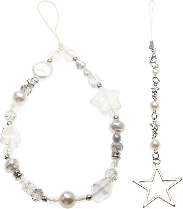 CMVFYL Beaded Camera Wrist Strap, Cute Phone Charms Strap, Pearl Bracelet Wrist by CMVFYL