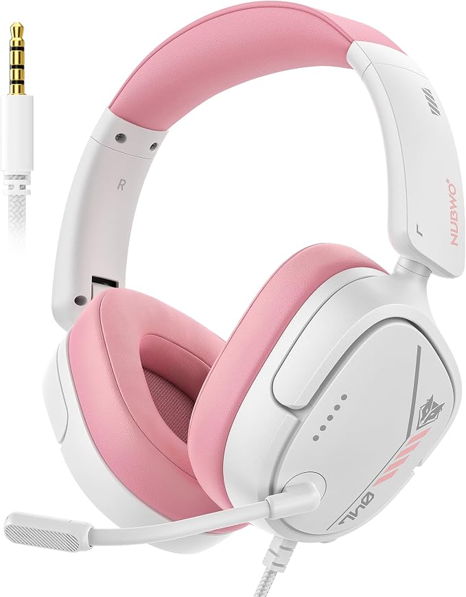 NUBWO HG04L Gaming Headset for PS5/PS4, Xbox Series X|S, Switch - Pink | 40mm Speakers, Clear Unidirectional Mic, 250g Lightweight, Soft Memory Earmuffs, 3.5mm Jack for Gaming & Work - Image 4