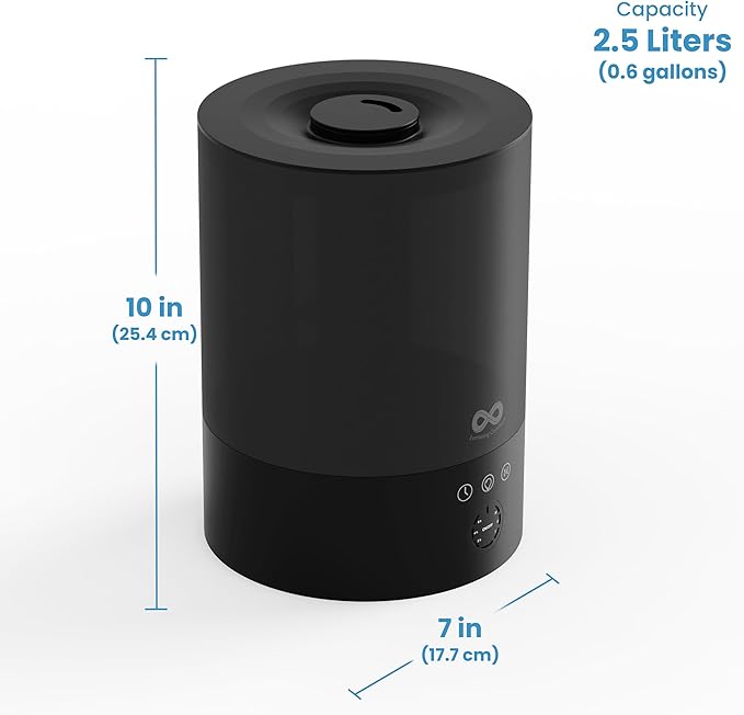 Everlasting Comfort 2.5L Top Fill Humidifiers for Bedroom - Quiet Easy to Fill & Clean, 24HR Runtime, Night Lights, Timer, Ultrasonic Cool Mist Humidifier, Auto Shut-Off, Essential Oil Diffuser - Image 9