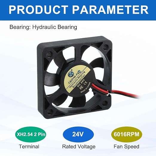MECCANIXITY 5010 Fan 50mm x 10mm 2 Inch 24V Small Plastic Cooling Fan 2 Pin - Image 3