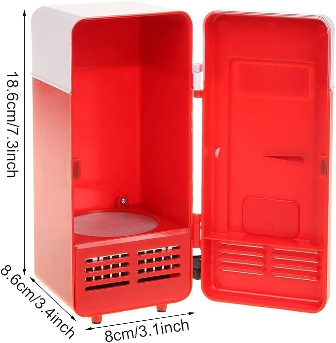 ThreeH New Mini Red USB Fridge Cooler Beverage Drink Cans Cooler/Warmer Refrigerator for Laptop PC Computer Red H-UF05Red - Image 3