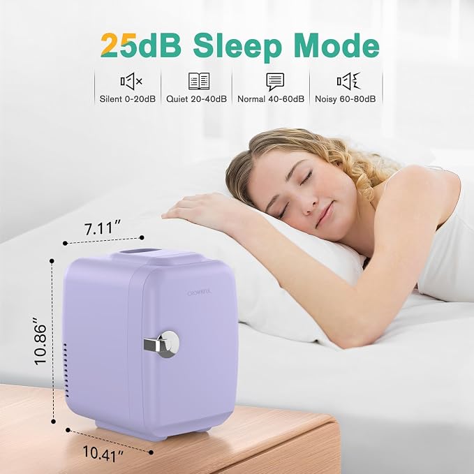 CROWNFUL Mini Fridge, 4 Liter/6 Can Portable Cooler and Warmer Personal Refrigerator for Skin Care, Cosmetics, Beverage, Food,Great for Bedroom, Office, Car, Dorm(Purple) - Image 5