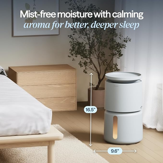 BLUEAIR Room Humidifier - DreamWell - 72Hr Top-Fill Mist-Free InvisibleMist Technology Aroma Stone for Essential Oils and Soothing Mood Lighting - Quiet Operation for Bedroom and Home Use, Grey - Image 3