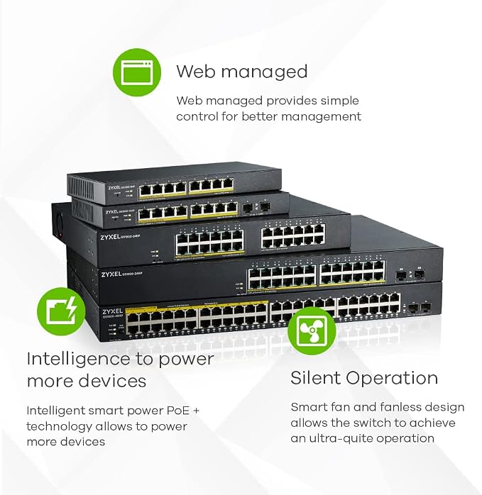 Zyxel 16 Port Ethernet Switch | Smart Managed Gigabit Network Switch | 16x GbE - Image 3