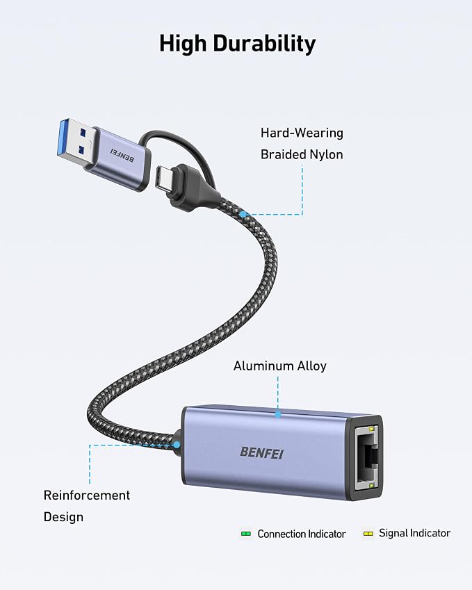 BENFEI USB 3.0 to Ethernet Adapter, USB C to RJ45 Gigabit LAN Network Adapter - Image 9
