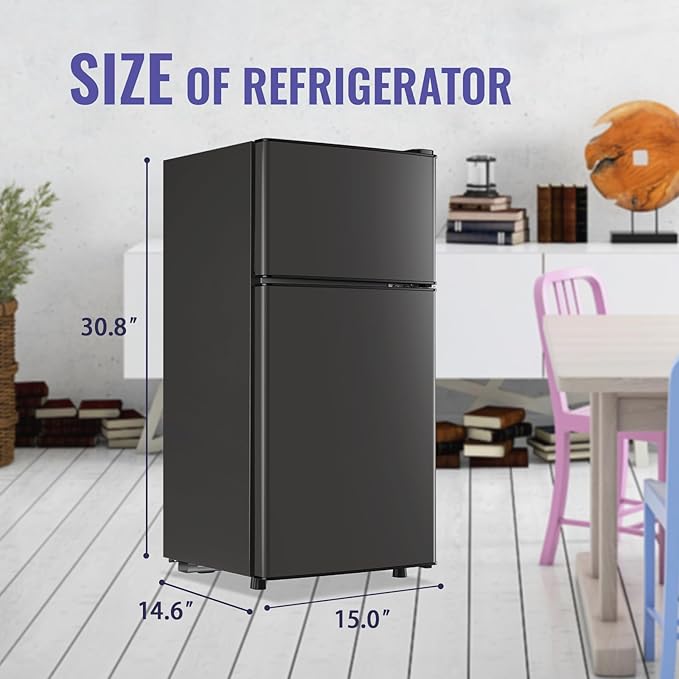 2.4 Cu.Ft Small Refrigerator with Freezer Dorm Mini Fridge with Removable Plastic Shelves Mini Refrigerator Ideal for Home, Office,Dormitory Gray - Image 6