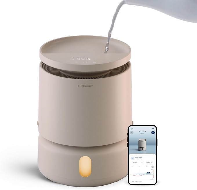 BLUEAIR Room Humidifier - DreamWell - 48Hr Top-Fill Mist-Free InvisibleMist Technology Aroma Stone for Essential Oils and Soothing Mood Lighting - Quiet Operation for Bedroom and Home Use, Beige by BlueairInc