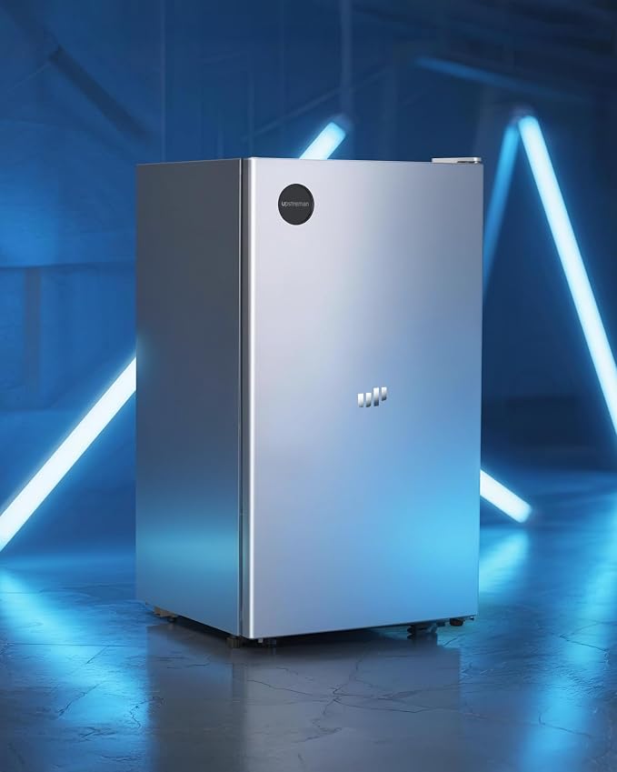Upstreman 3.2 Cu.Ft All-Refrigerator Mini Fridge, Silver-CR32 | Premium Silver Finish, 7-Level Thermostat, ENERGY STAR Certified, Reversible Door, Small Fridge for Office, Bedroom or Dorm - Image 9