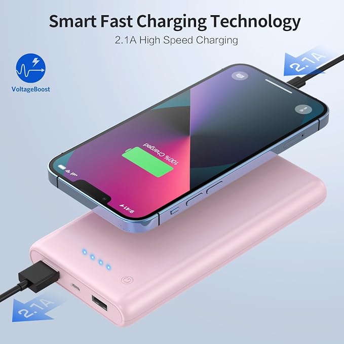 Portable Charger Power Bank 26800mah,Ultra-High Capacity Safer External Cell Phone Battery Pack,2 USB Output High Speed Charging Power bank Compatible with iPhone 17/16/15/14/13 Samsung Android-Pink - Image 6