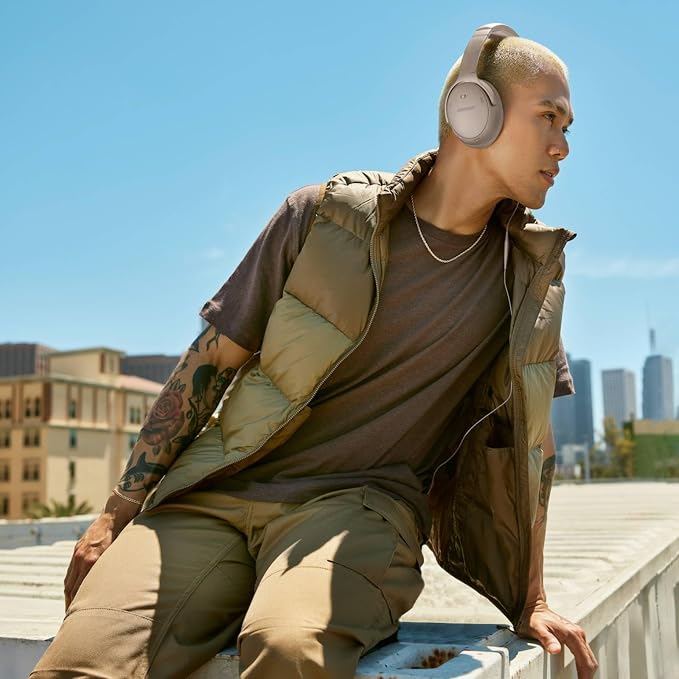 Bose QuietComfort Headphones - Wireless Bluetooth Headphones, Active Over Ear Noise Cancelling and Mic, USB-C Charging, Deep Bass, Up to 24 Hours of Playtime, Sandstone - Image 3