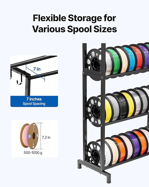 VEVOR 3D Printer Filament Storage Rack, 5 Tier Heavy Duty Storage Shelves - Image 4