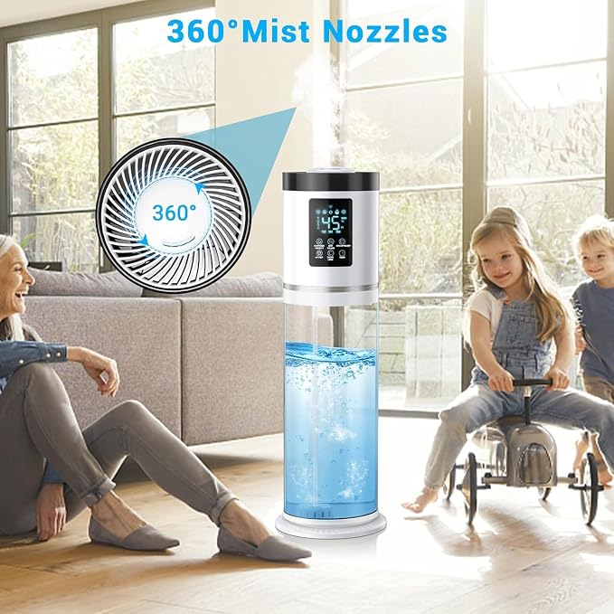 8L/2.1Gal Humidifiers for Bedroom Large Room with Clear Tank, 7-Color Light, 36dB Ultrasonic Cool Mist Humidifiers with Humidistat, Essential Oil Tray Top Fill Humidifier for Home Bedroom Office - Image 7