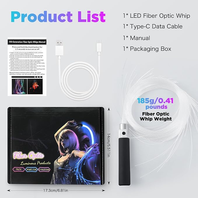 Fiber Optic Lights for Dance, Rechargeable Fiber Optic Whip - Image 6