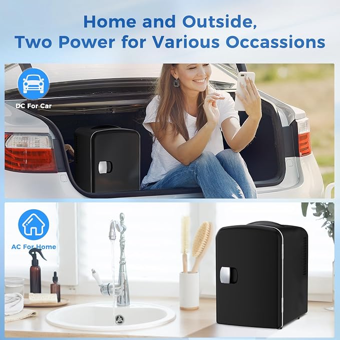 Antarctic Star 4L/6 Can Portable Compact Refrigerator for Bedroom,Car,Office & Dorm,Small Cooler for Food/Drinks/Skin Care,AC/DC, Black - Image 4