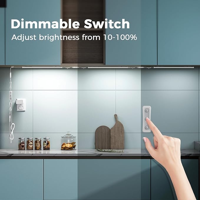 ASOKO Under Cabinet Led Light Plug in, Dimmable Daylight White 4000K, 6 Pack 12 - Image 5