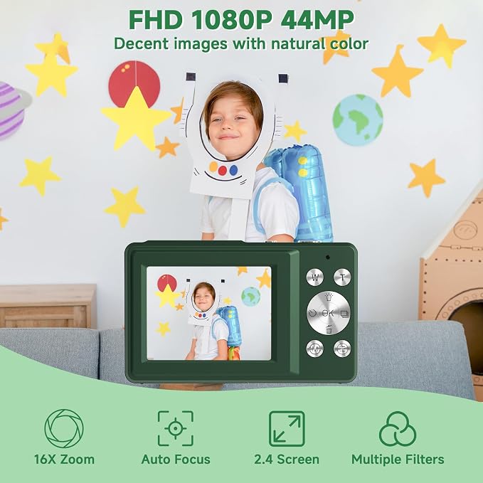 Digital Camera, 44MP Compact Camera, FHD 1080P Point and Shoot Digital Cameras - Image 2