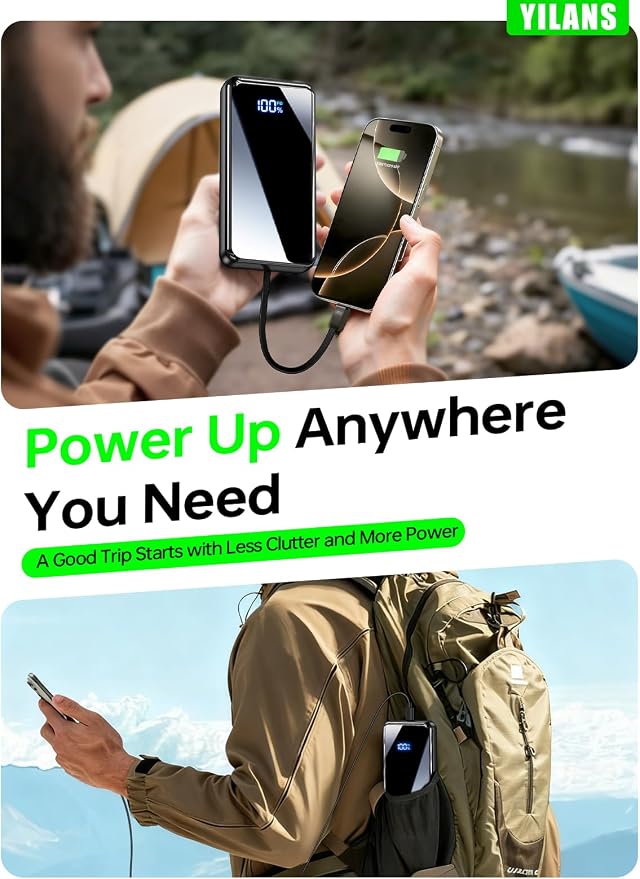 Portable Charger,50000mAh Power Bank Built-in Cable, 22.5W PD USB C In & Out Fast Charging, External Battery Pack with 6 Output & 2 Input, Travel Camping Essential for iPhone 17/16/15/14/13/12,Android - Image 4