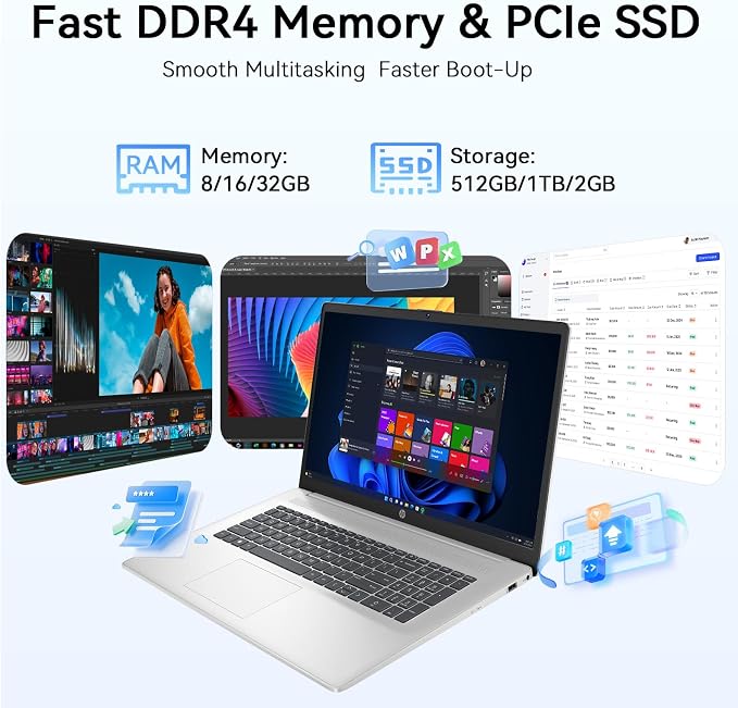 HP 17 Laptop, 17.3" HD+ Large Screen Display, Intel Core i3 8-Core Processor, 16GB RAM, 512GB PCIe NVMe SSD, Wi-Fi 6, Numeric Keypad, Copilot Key, Windows 11 Pro - Image 5