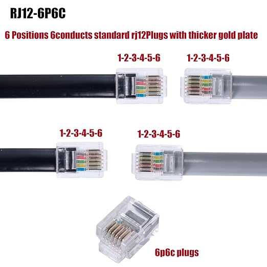 RJ12 Cable Phone Cord 25ft RJ12 6P6C Male to Male Straight Wired - Image 3
