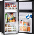 Mini Fridge with Separate Freezer Compartment Double Door Small Refrigerator with 7 Adjustable Temp Control Ideal for One Person Use & Dorm Apartment Office Black by DEMULLER