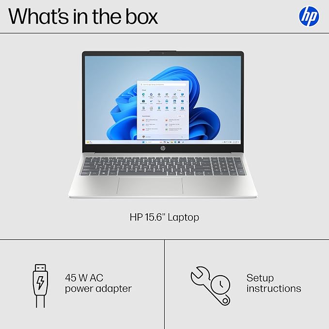 HP 15.6 inch Laptop, HD Touchscreen Display, AMD Ryzen 5 7520U, 8 GB RAM, 512 GB SSD, AMD Radeon Graphics, Windows 11 Home, Natural Silver, 15-fc0499nr - Image 9