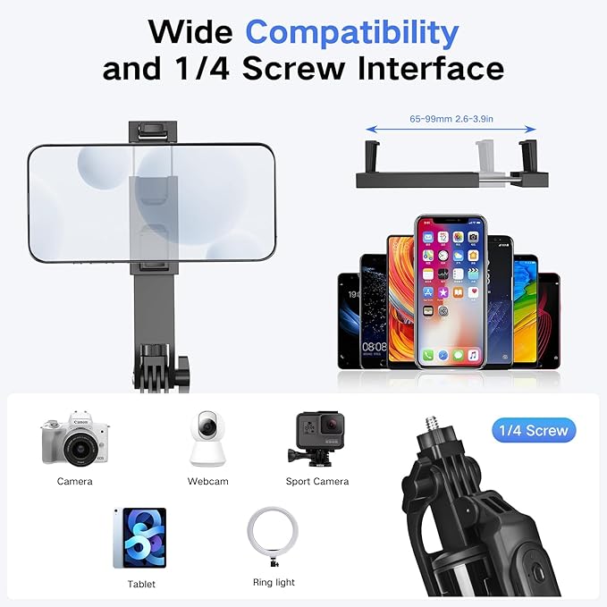 Vlogging Kit for iPhone/Android, Metal Selfie Stick Tripod for iPhone - Image 5