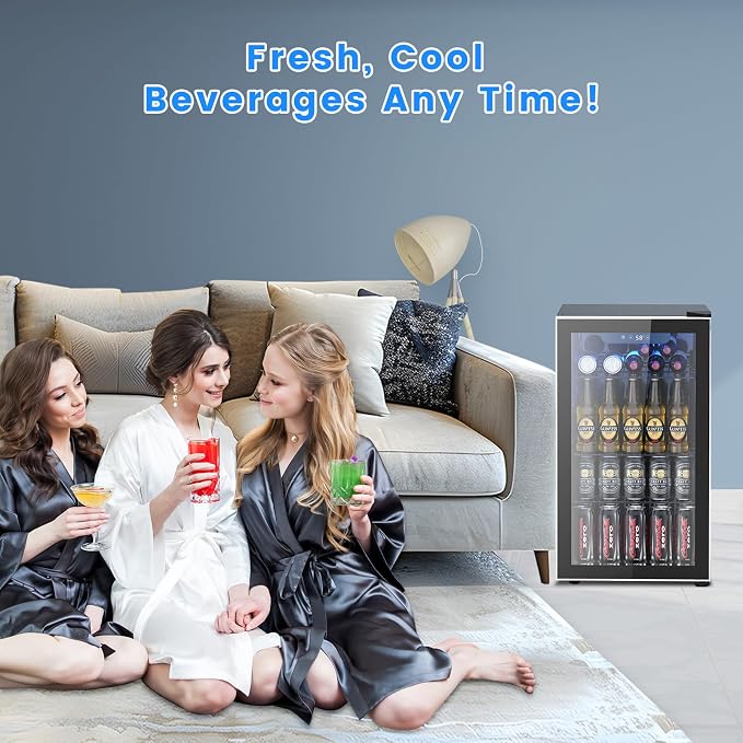 Electactic 26 Bottle Wine Cooler 130 Can Beverage Refrigerator, Small Freestanding Cabinet Wine Cellar with 40℉-61℉ Temperature Control Glass Door, Black - Image 5