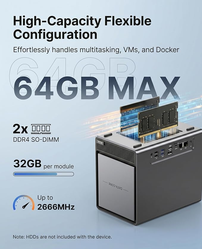 ACEMAGIC NAS N3A 4-Bay Desktop Network Attached Storage Home & Office Backup Hub - Image 5