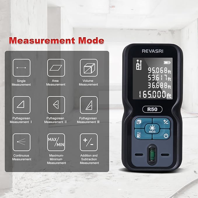 REVASRI Laser Distance Meter, 165 Feet Range, ±1/16inch Accuracy Laser - Image 3