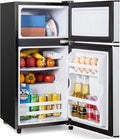 3.2 Cu.Ft Mini Fridge with Freezer, 7-Level Cooling Small Refrigerator | Energy Efficient Low Noise, Double Door Compact Fridge for Dorm, Bedroom, Office - Silver by CucinaMagica