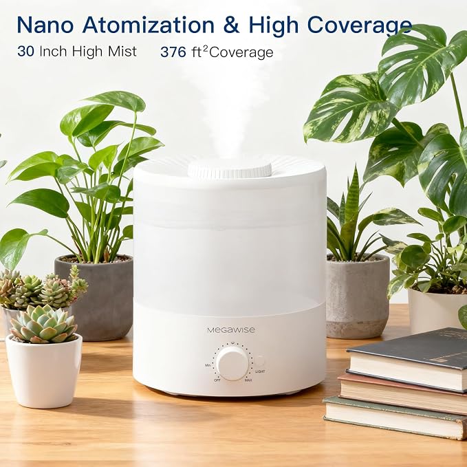 MegaWise Ultrasonic Cool Mist Humidifier | Quiet Operation, Top Fill, Auto Shut-Off | Ideal for Bedroom, Baby Room, and Plants (3.5 L) - Image 8