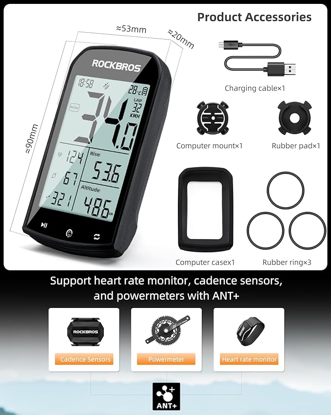 ROCKBROS Bike Computer Wireless Cycling Computers ANT+ Bluetooth Bike - Image 4