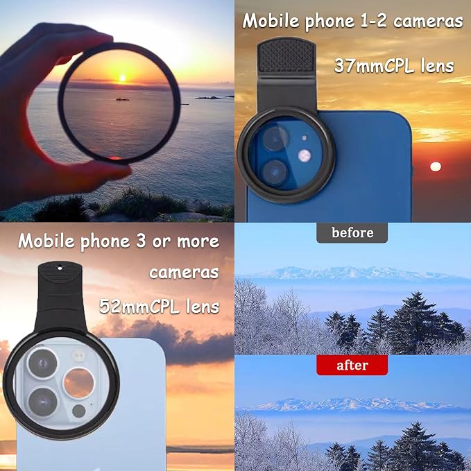 37mm CPL Polarized Phone Camera Lens, Universal Clip On CPL Phone Filter Lens - Image 3